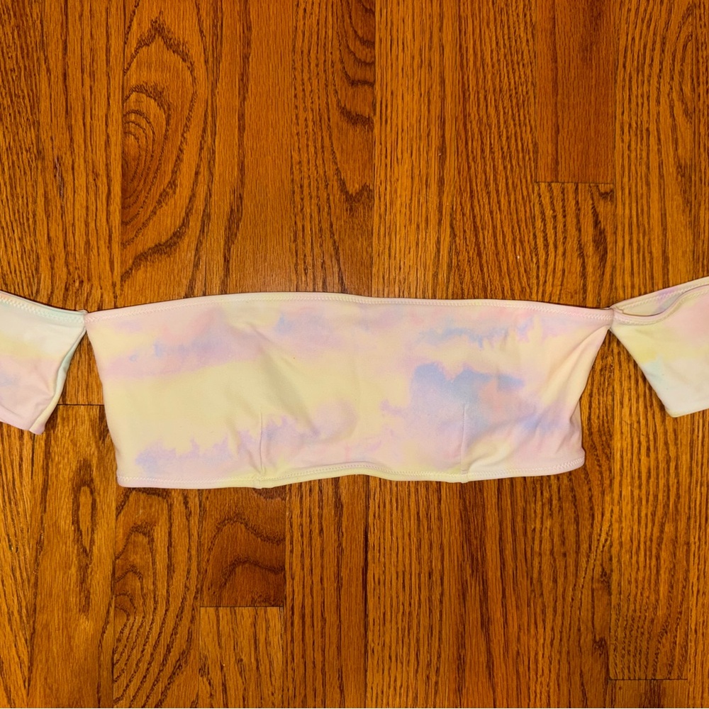 Pastel Tie-Dye Off-Shoulder Bikini Top